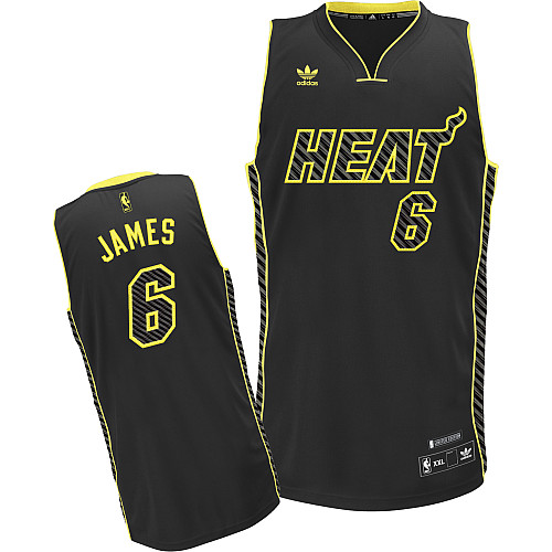  NBA Miami Heat 6 LeBron James Electricity Fashion Swingman Black Jersey